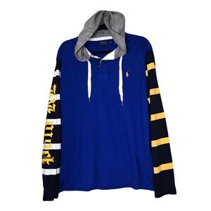Polo Ralph Lauren Hooded Tee Lightweight Cotton Hoodie Blue Stripes Men’s Large